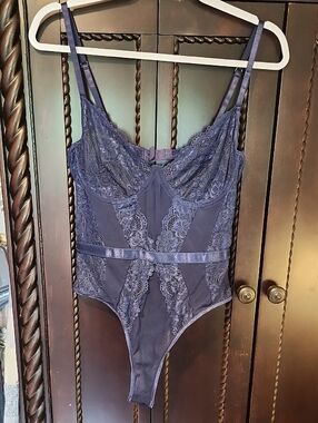 AvidLove Lace Trim Navy Bodysuit